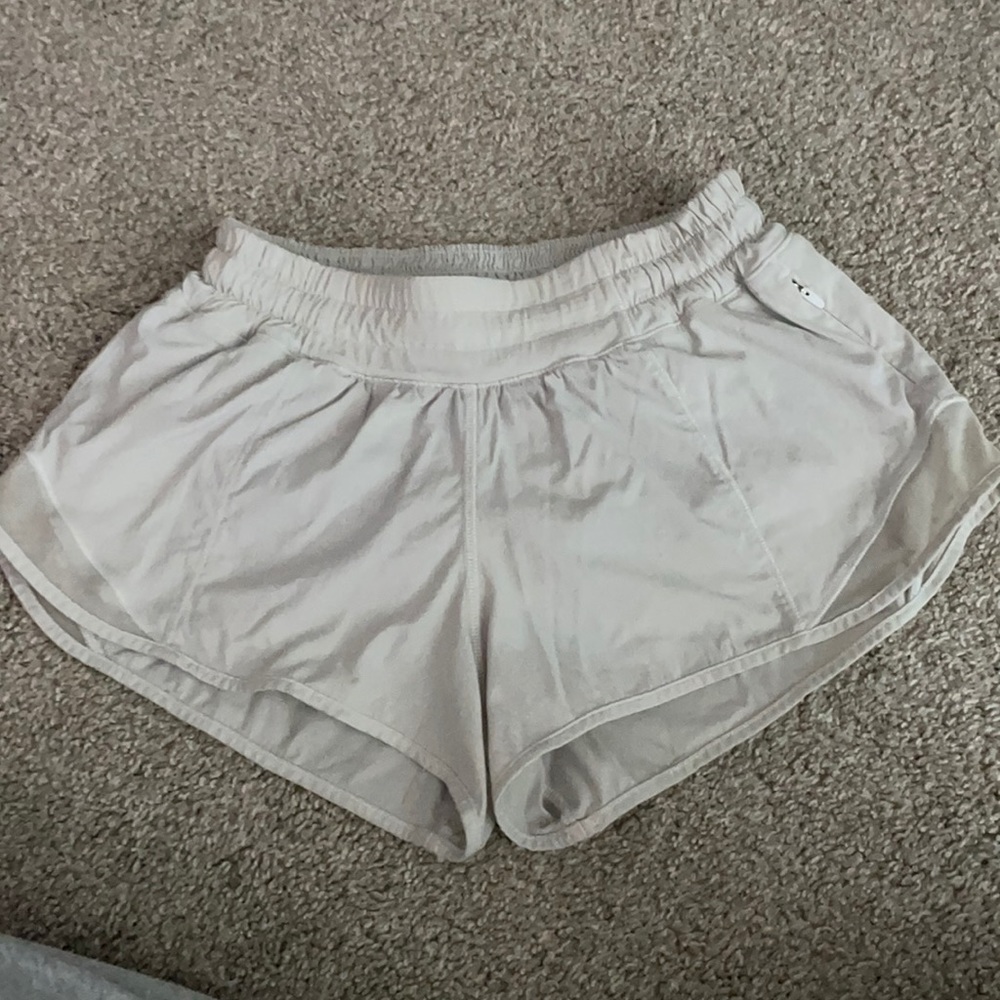 Size 2 Lululemon white hotty hot athletic shorts